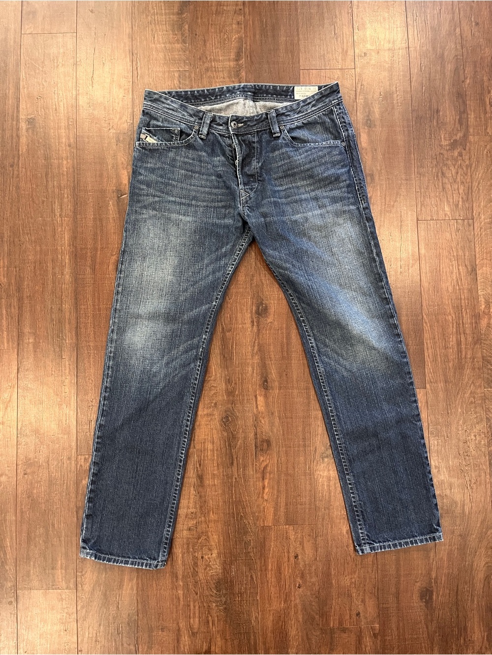 Diesel Darron Jeans Mens 33x32 Blue Regular Slim Tapered Wash ORZ031